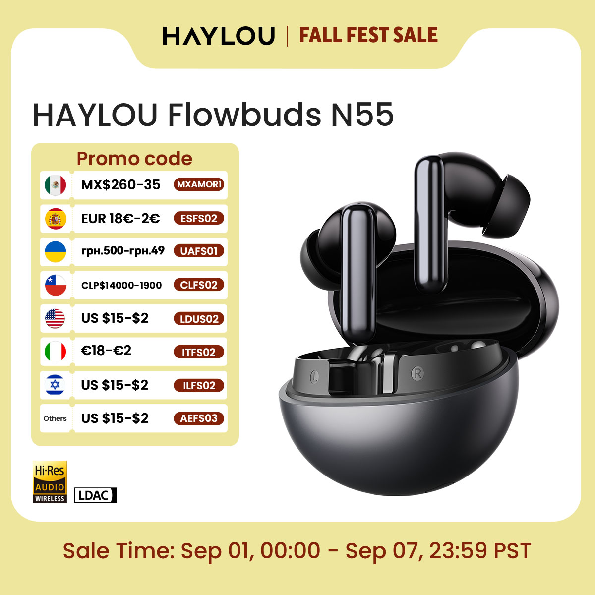 Telephone Headset Office - سماعات أذن لاسلكية HAYLOU Flowbuds N55